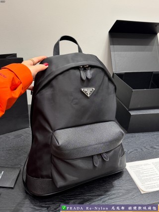 Prada Re-Nylon Black Backpack with Triangle Logo view 2