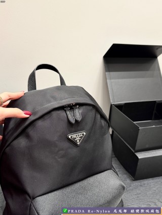 Prada Re-Nylon Black Backpack with Triangle Logo view 3