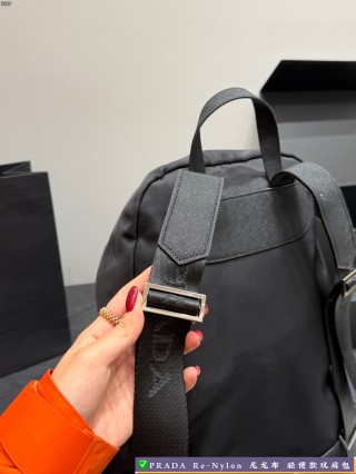 Prada Re-Nylon Black Backpack with Triangle Logo view 7