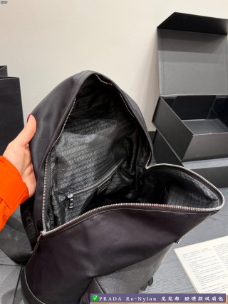 Prada Re-Nylon Black Backpack with Triangle Logo view 8