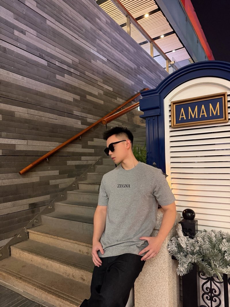 Zegna Grey Logo T-Shirt view
