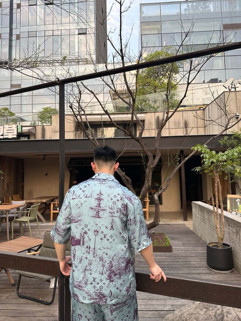 Louis Vuitton Monogram Print Short Sleeve Shirt Light Blue view