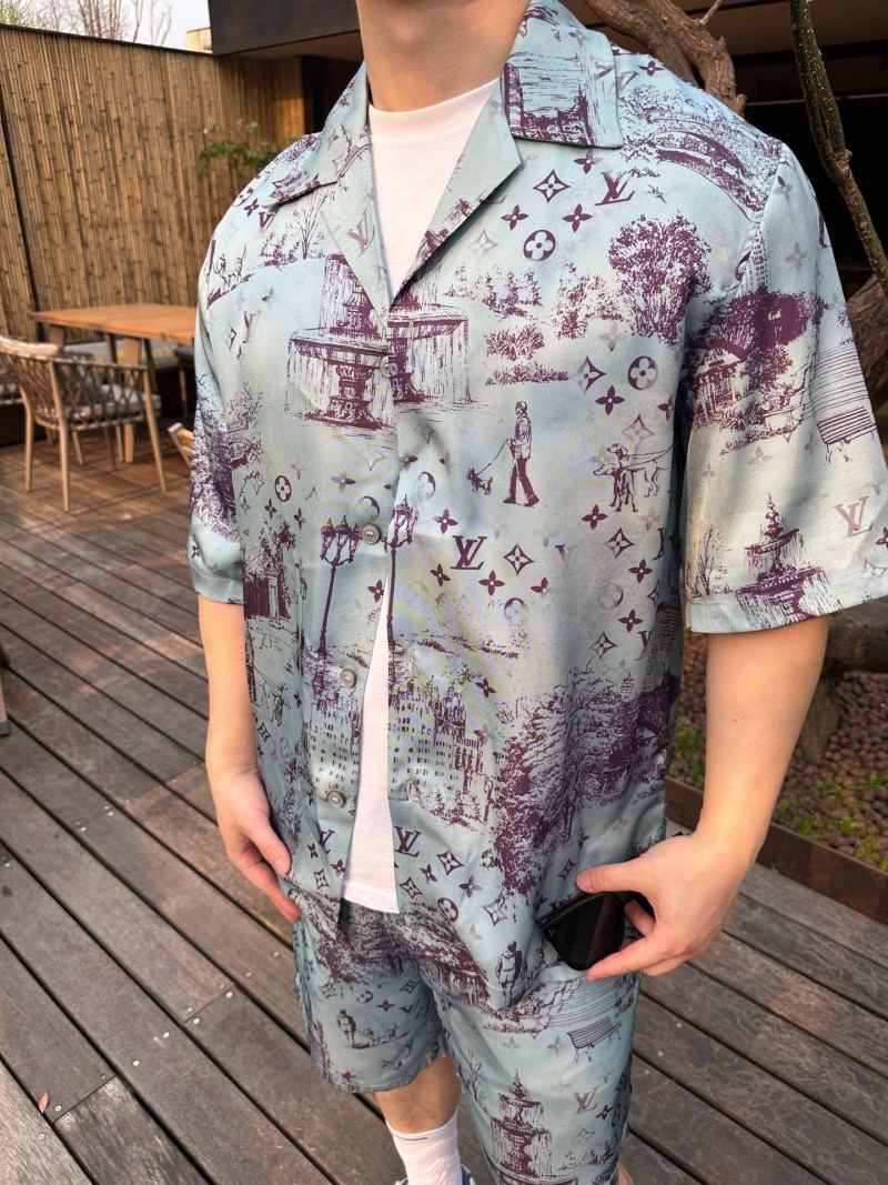 Louis Vuitton Monogram Print Short Sleeve Shirt Light Blue view