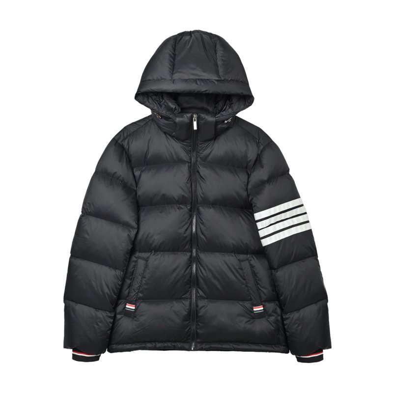 Chanel Grey Puffer Down Jacket with Striped Sleeves view