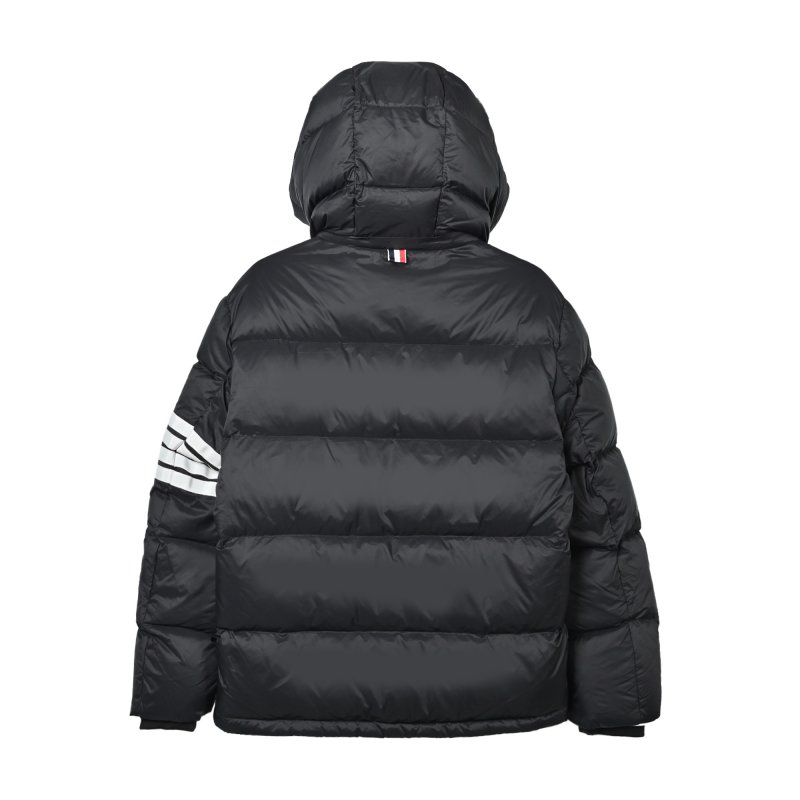 Chanel Grey Puffer Down Jacket with Striped Sleeves view