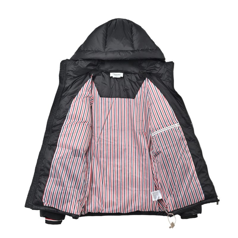 Chanel Grey Puffer Down Jacket with Striped Sleeves view