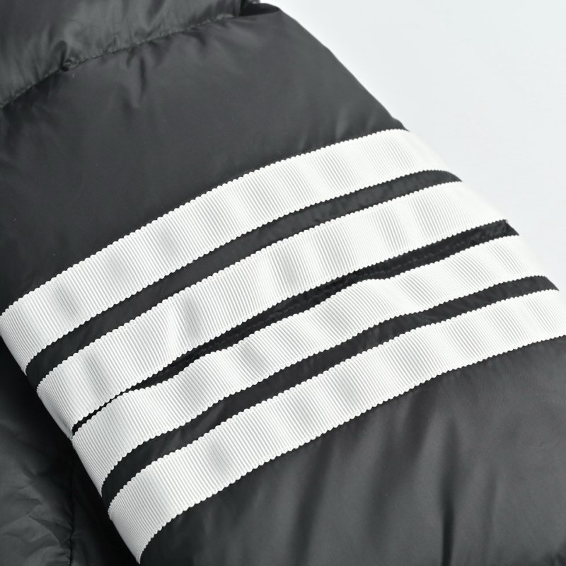 Chanel Grey Puffer Down Jacket with Striped Sleeves view