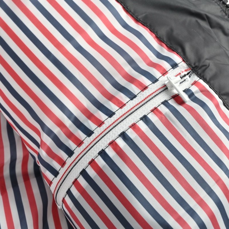 Chanel Grey Puffer Down Jacket with Striped Sleeves view