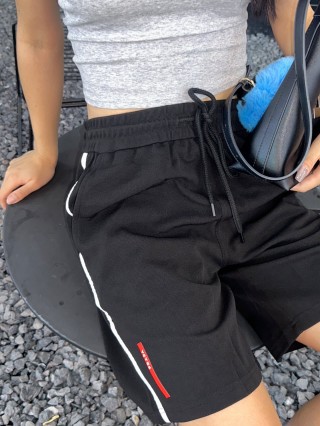 Nike Black Shorts with White Stripe and Red Accent