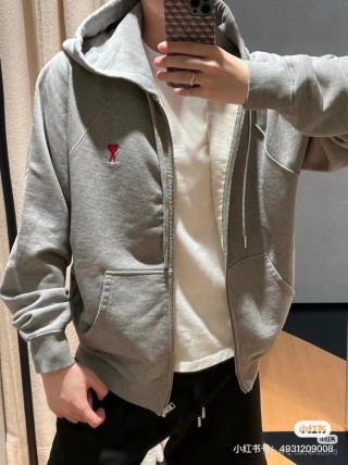 Oversized Grey Zip-Up Hoodie Jacket view 3