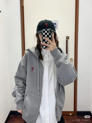 Oversized Grey Zip-Up Hoodie Jacket view 5