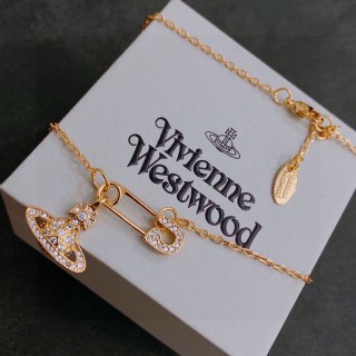 Vivienne Westwood Saturn Orb Safety Pin Gold Necklace view 2