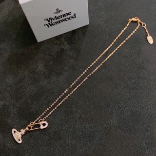 Vivienne Westwood Saturn Orb Safety Pin Gold Necklace view 3