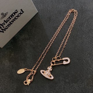 Vivienne Westwood Saturn Orb Safety Pin Gold Necklace view 4