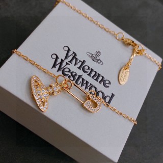 Vivienne Westwood Saturn Orb Safety Pin Gold Necklace view 5