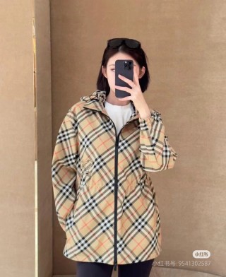 Burberry Check Hooded Windbreaker Jacket Beige