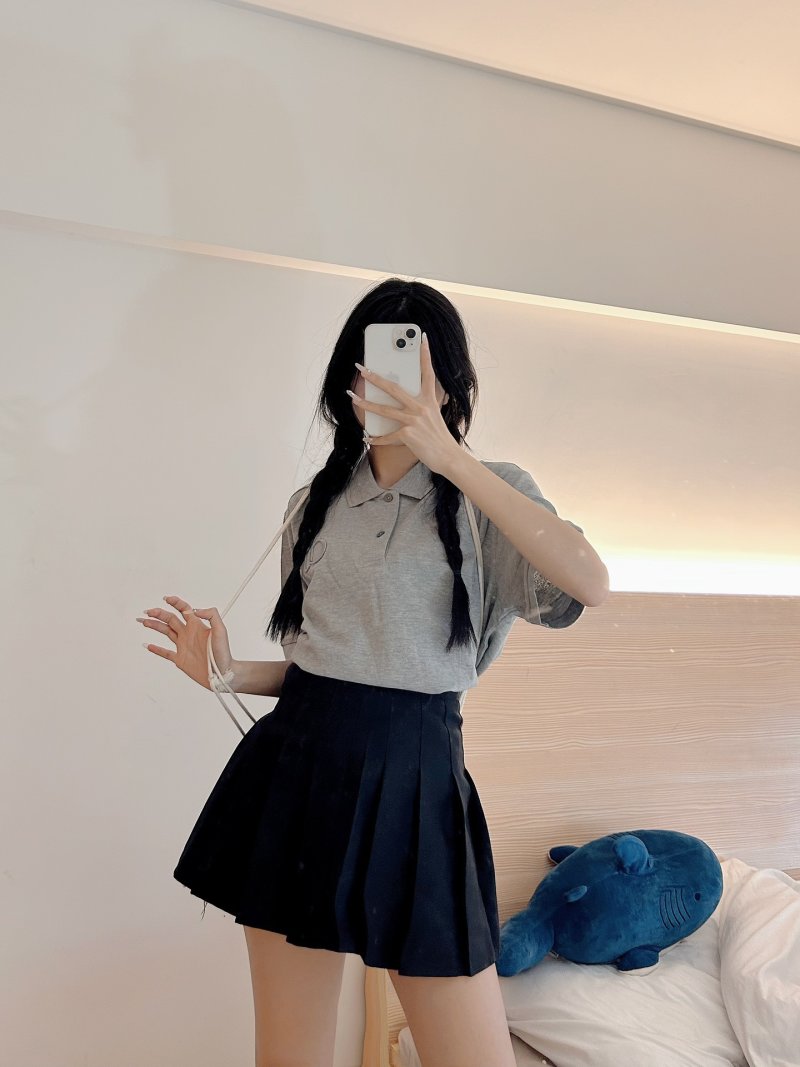 Women's Grey Polo Shirt - Classic Short Sleeve view