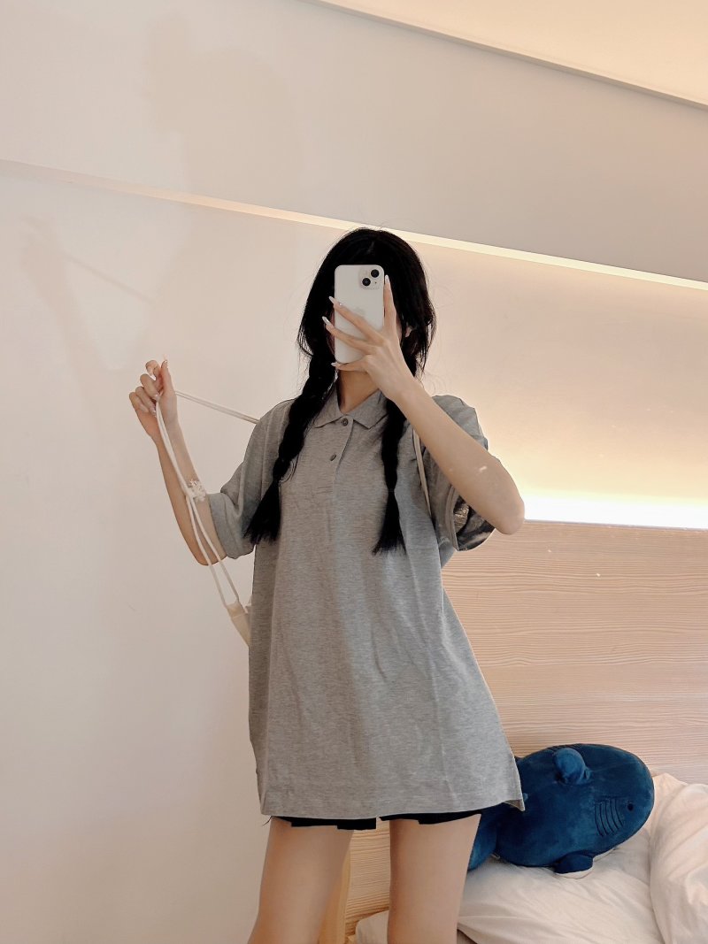 Women's Grey Polo Shirt - Classic Short Sleeve view