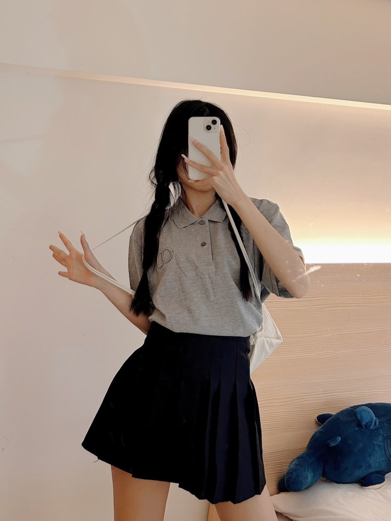 Women's Grey Polo Shirt - Classic Short Sleeve view