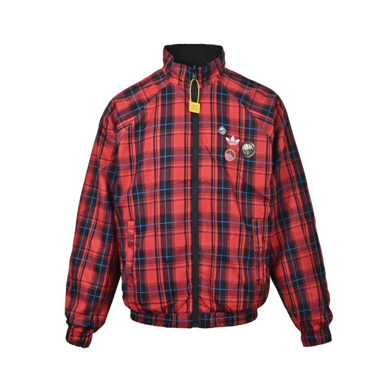 Adidas Black Track Jacket with Red Plaid Lining view