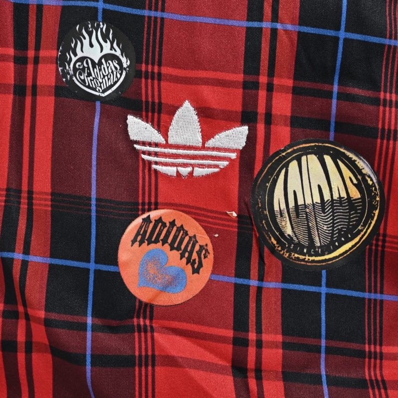 Adidas Black Track Jacket with Red Plaid Lining view