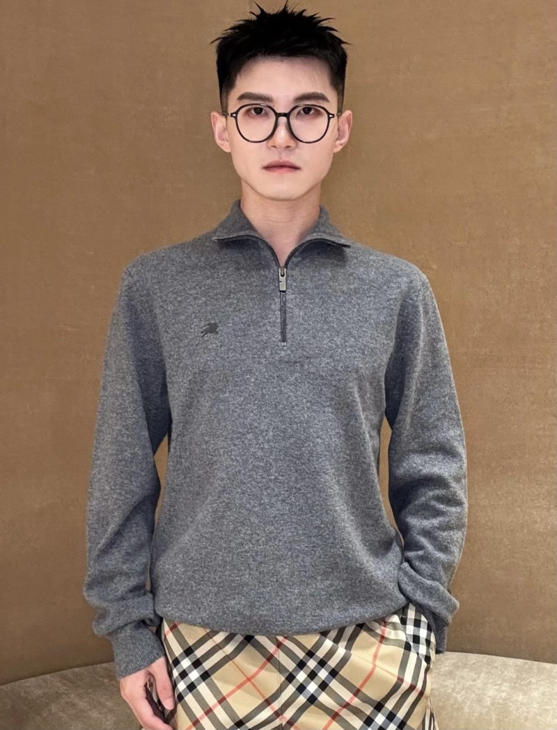 Grey Half-Zip Knit Sweater