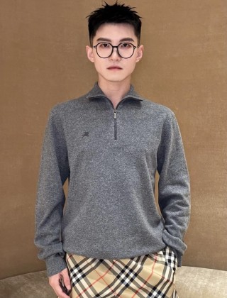 Grey Half-Zip Knit Sweater