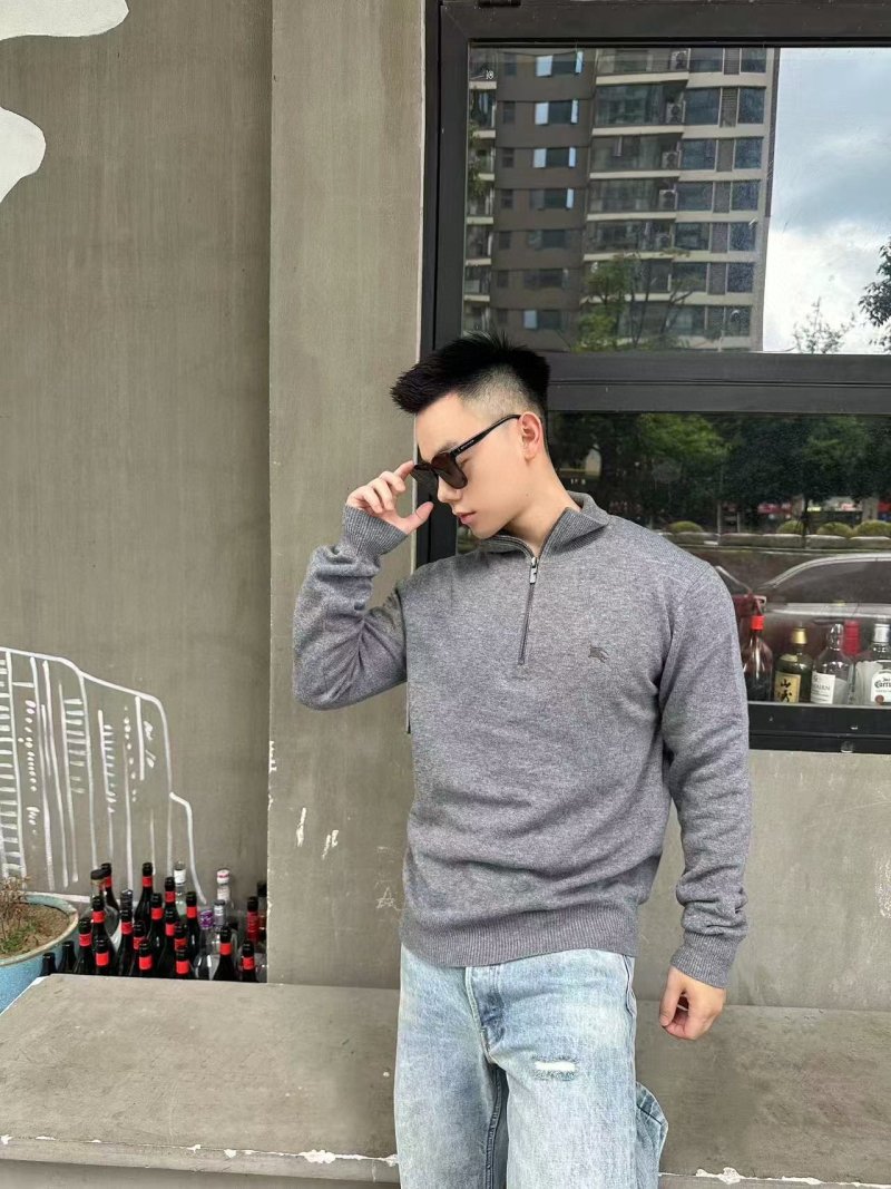 Grey Half-Zip Knit Sweater view