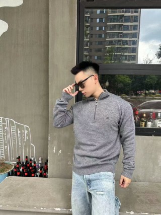 Grey Half-Zip Knit Sweater view 3