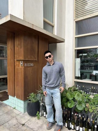 Grey Half-Zip Knit Sweater view 5