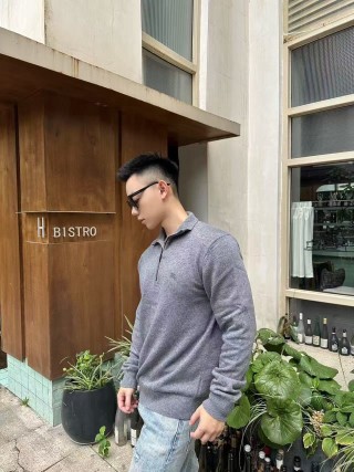 Grey Half-Zip Knit Sweater view 6