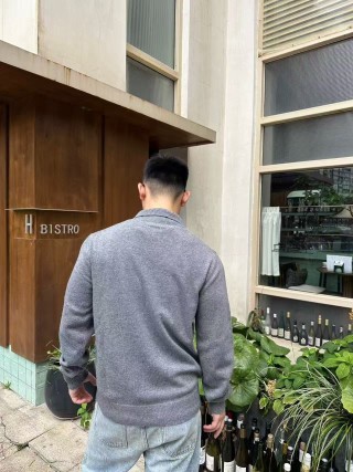 Grey Half-Zip Knit Sweater view 7