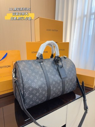 Louis Vuitton Keepall 45 Monogram Canvas Travel Bag Grey