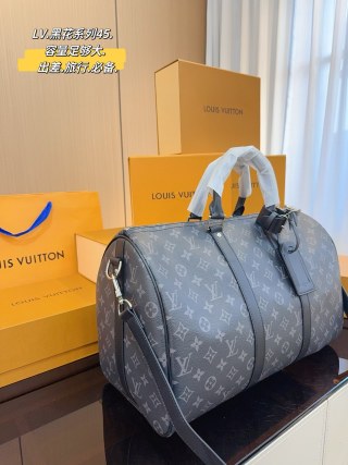 Louis Vuitton Keepall 45 Monogram Canvas Travel Bag Grey view 4