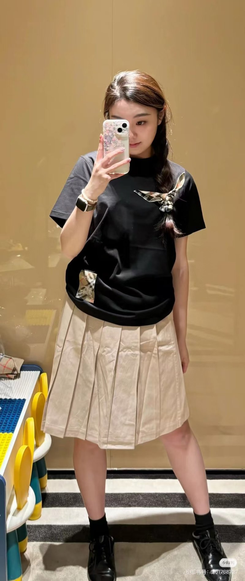 Burberry Black T-Shirt with Nova Check Pocket Detail view