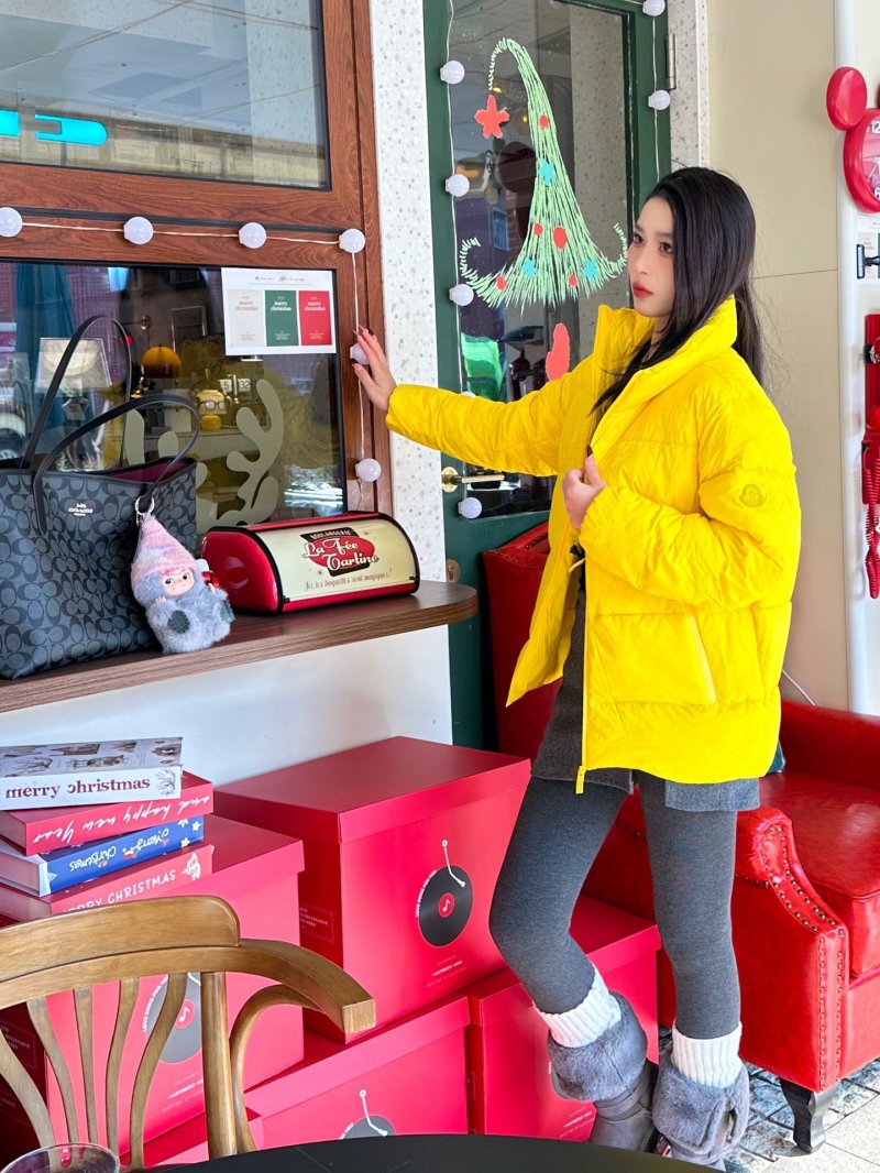 Bright Yellow Puffer Down Jacket – Winter Warmth