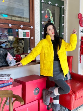 Bright Yellow Puffer Down Jacket – Winter Warmth view 6