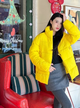 Bright Yellow Puffer Down Jacket – Winter Warmth view 8