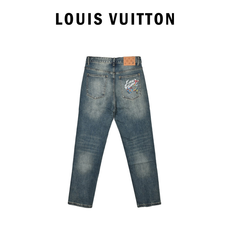 Essentials Premium Denim Jeans - Light Wash with Embroidered Pocket Detail view