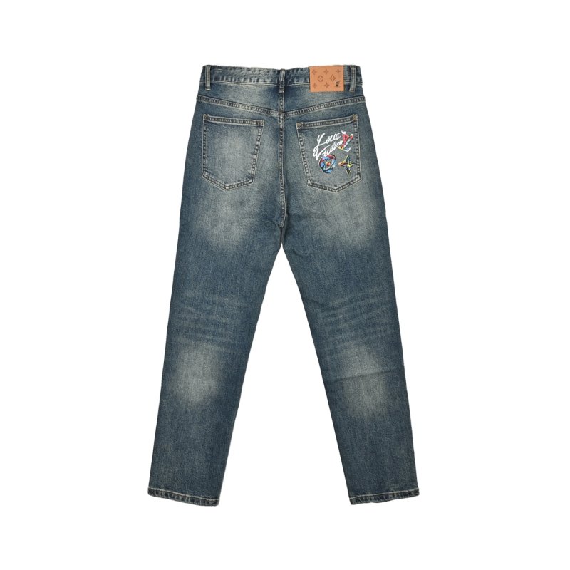 Essentials Premium Denim Jeans - Light Wash with Embroidered Pocket Detail view