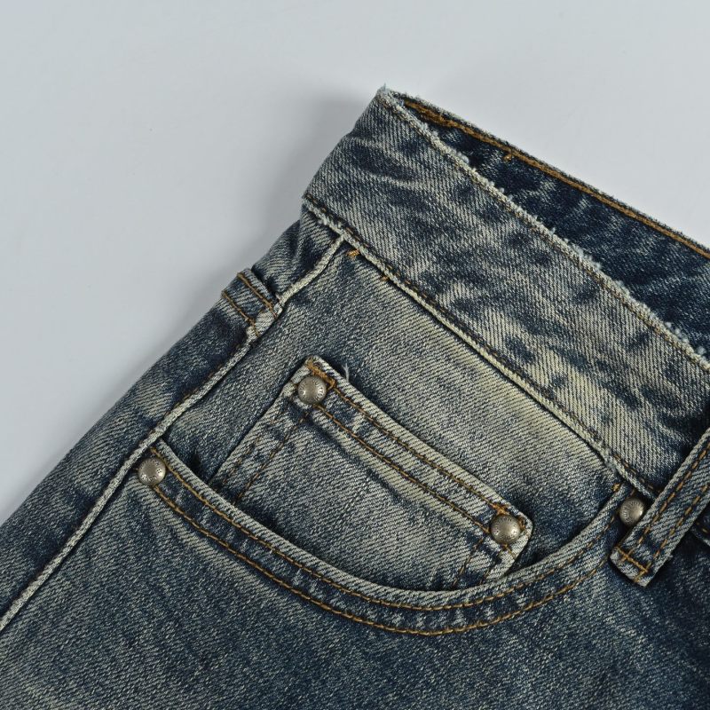 Essentials Premium Denim Jeans - Light Wash with Embroidered Pocket Detail view