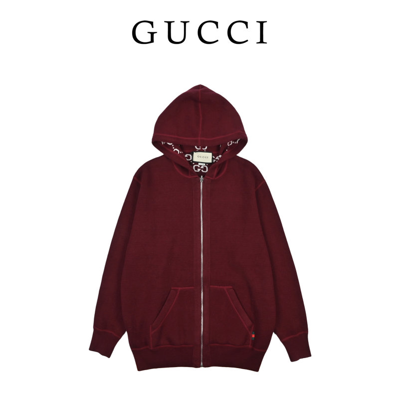 Gucci GG Monogram Burgundy Knit Cardigan view