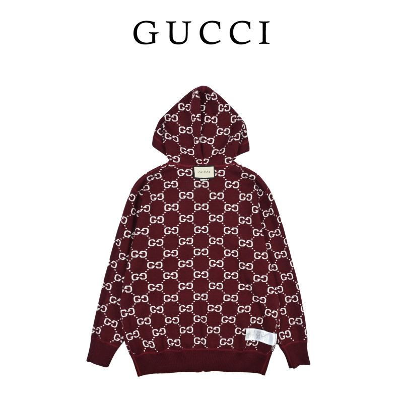 Gucci GG Monogram Burgundy Knit Cardigan view