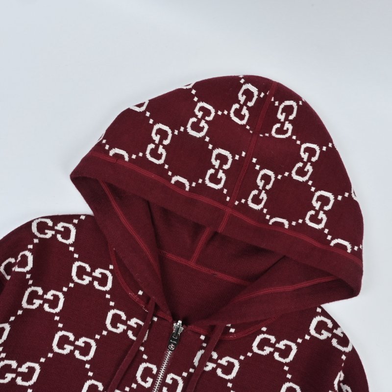 Gucci GG Monogram Burgundy Knit Cardigan view