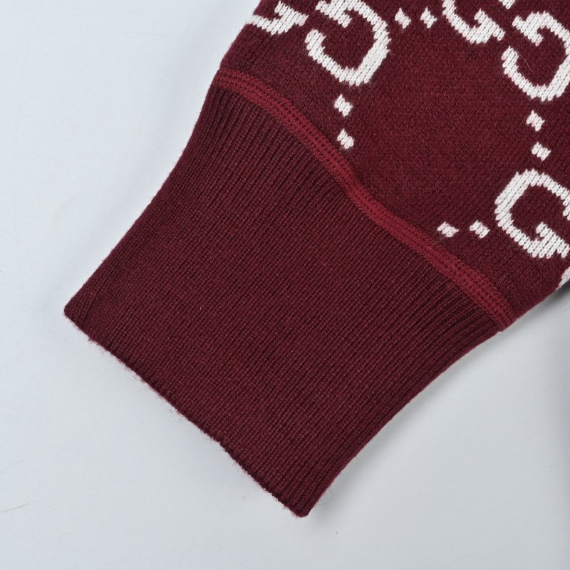 Gucci GG Monogram Burgundy Knit Cardigan view