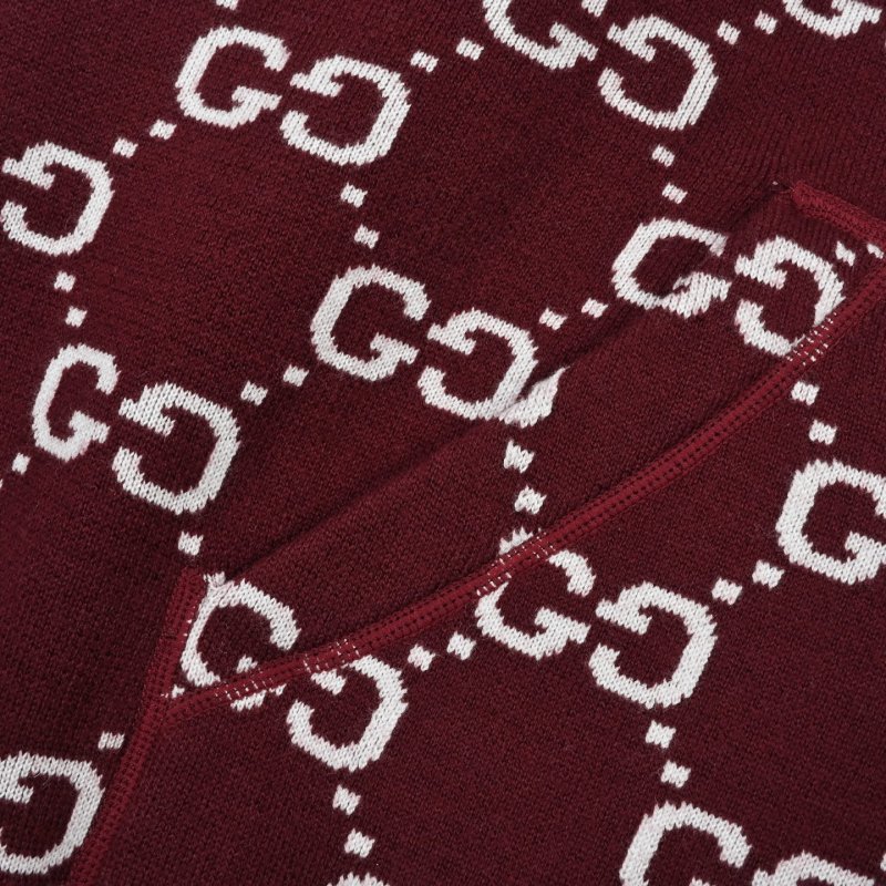 Gucci GG Monogram Burgundy Knit Cardigan view