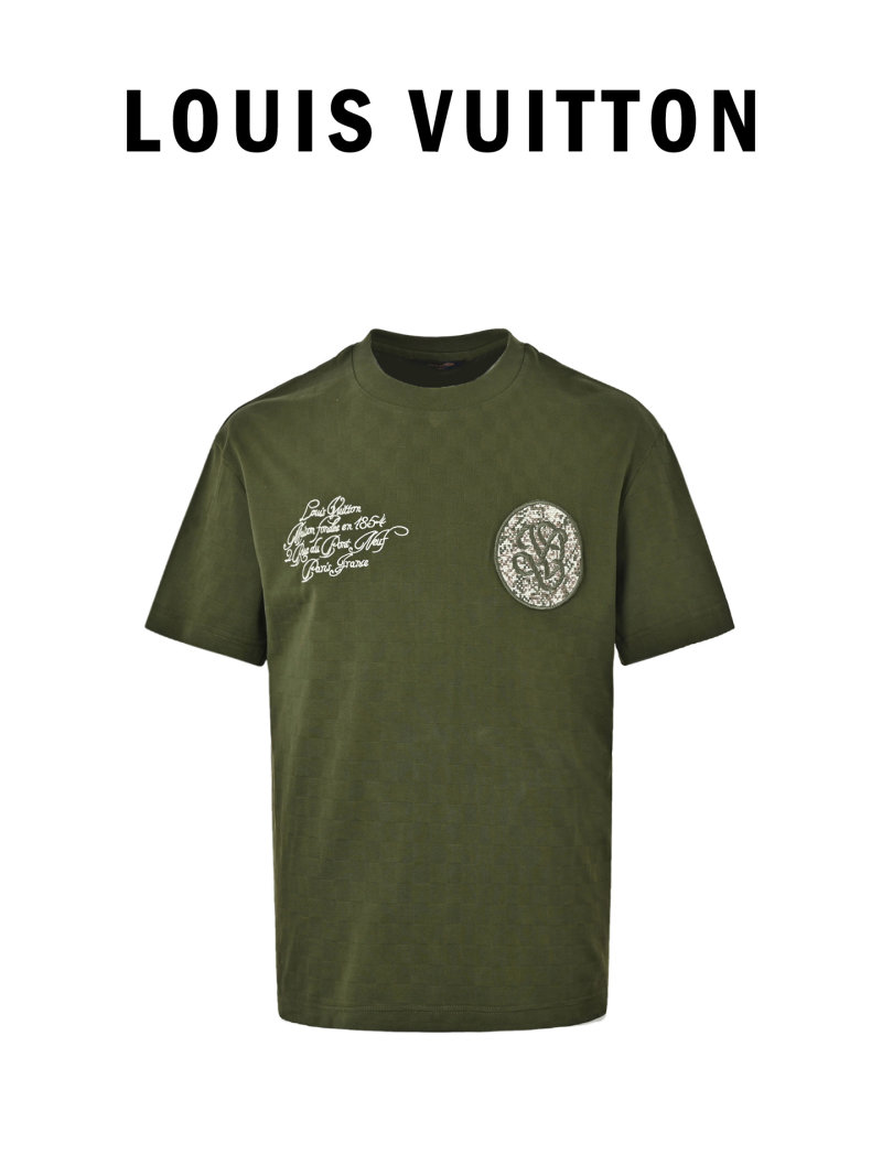 Olive Green Graphic Short Sleeve T-Shirt with Embroidered Logo view