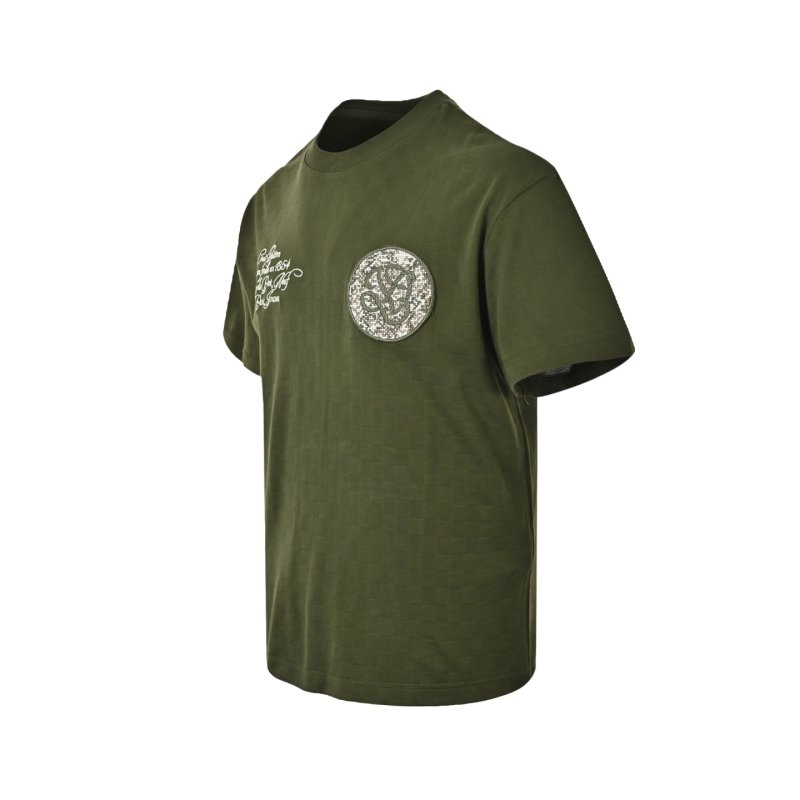 Olive Green Graphic Short Sleeve T-Shirt with Embroidered Logo view
