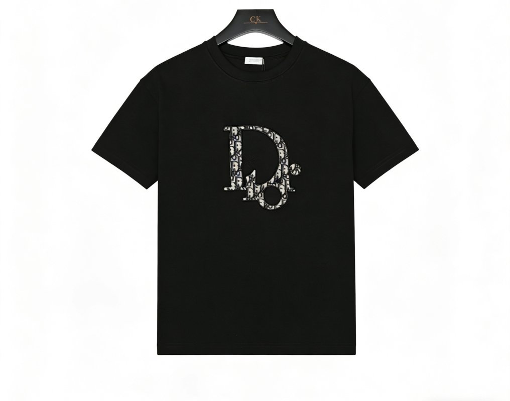 Dior Monogram Embroidered Black T-Shirt view