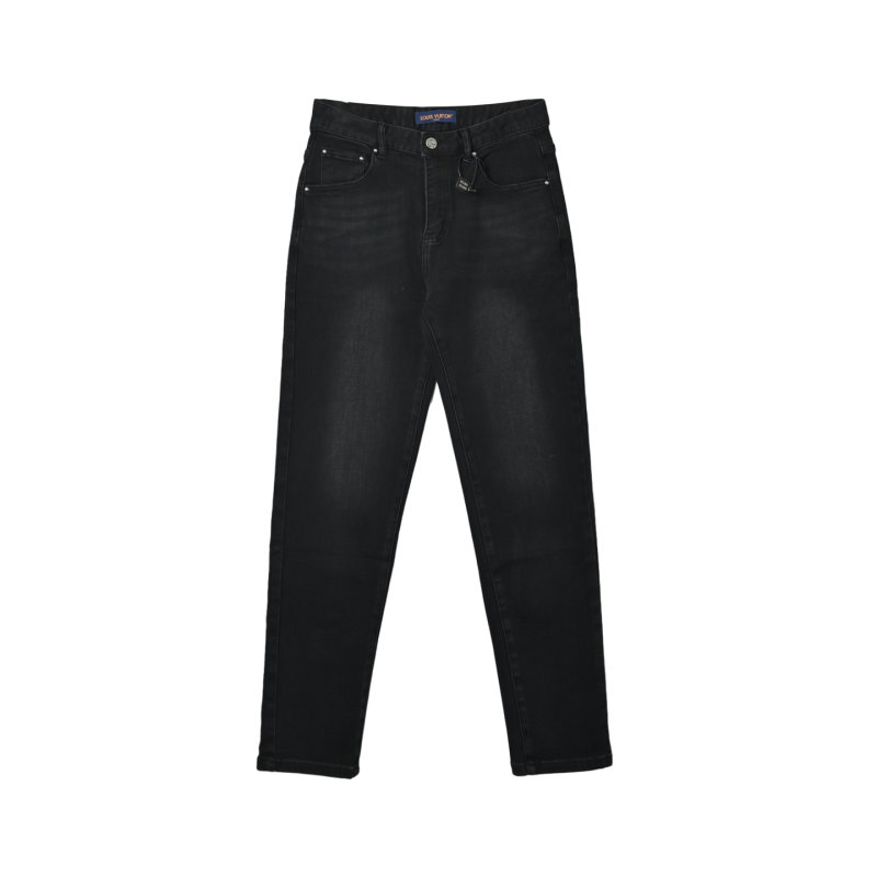 Black Embroidered Denim Jeans with Celestial Angel Graphic view